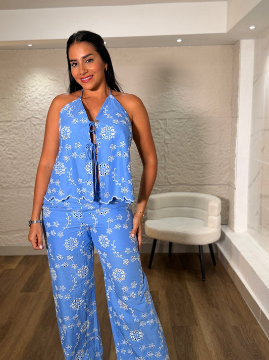 SET AZUL DE BORDES BLANCO