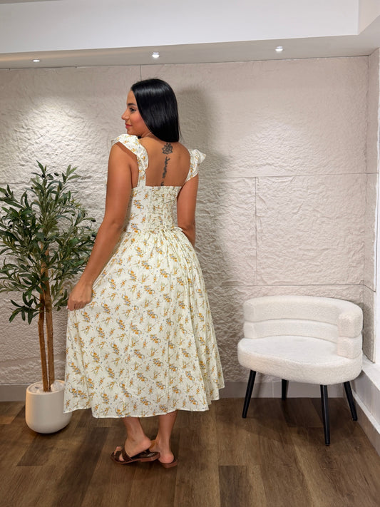 VESTIDO FLORAL AMARILLO LARGO